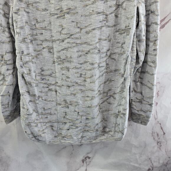 Nic + Zoe Top Womens Large Light Blue Linen Long Sleeve Round Neck Stripe - Picture 7 of 10